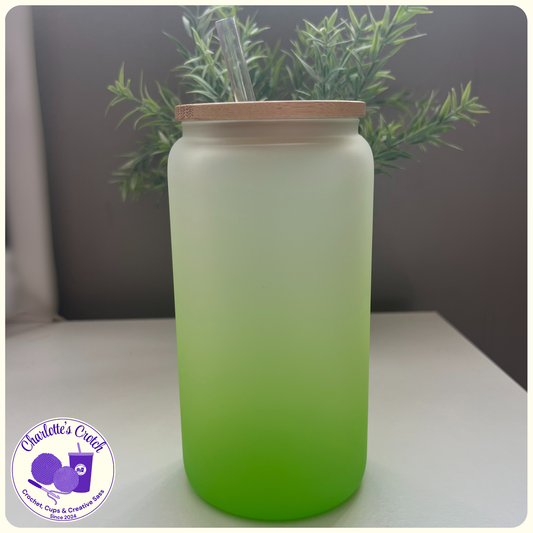 Custom 16oz Glass Libbey Cup - Ombre Frosted | Choose Your Own Wrap