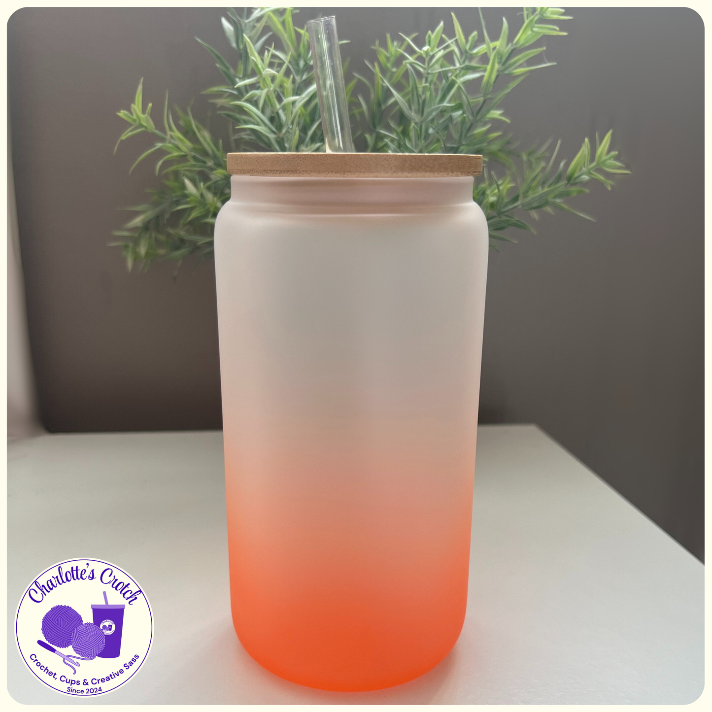 Custom 16oz Glass Libbey Cup - Ombre Frosted | Choose Your Own Wrap