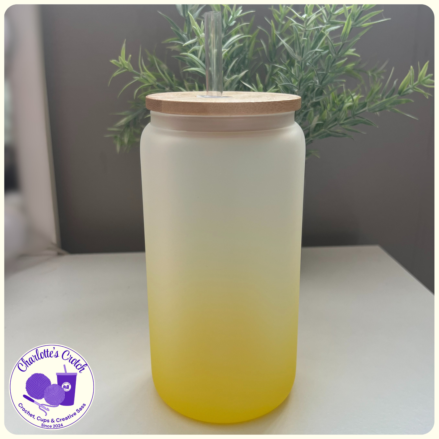 Custom 16oz Glass Libbey Cup - Ombre Frosted | Choose Your Own Wrap