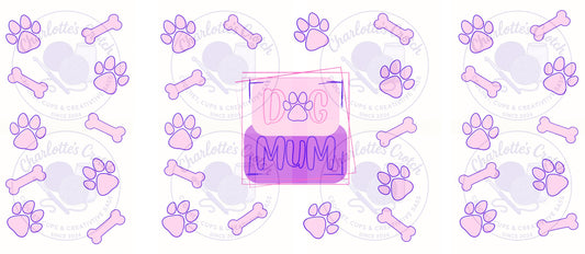 Dog Mum - 16oz Libbey Glass Wrap PNG, Digital File for UVDTF or Sublimation