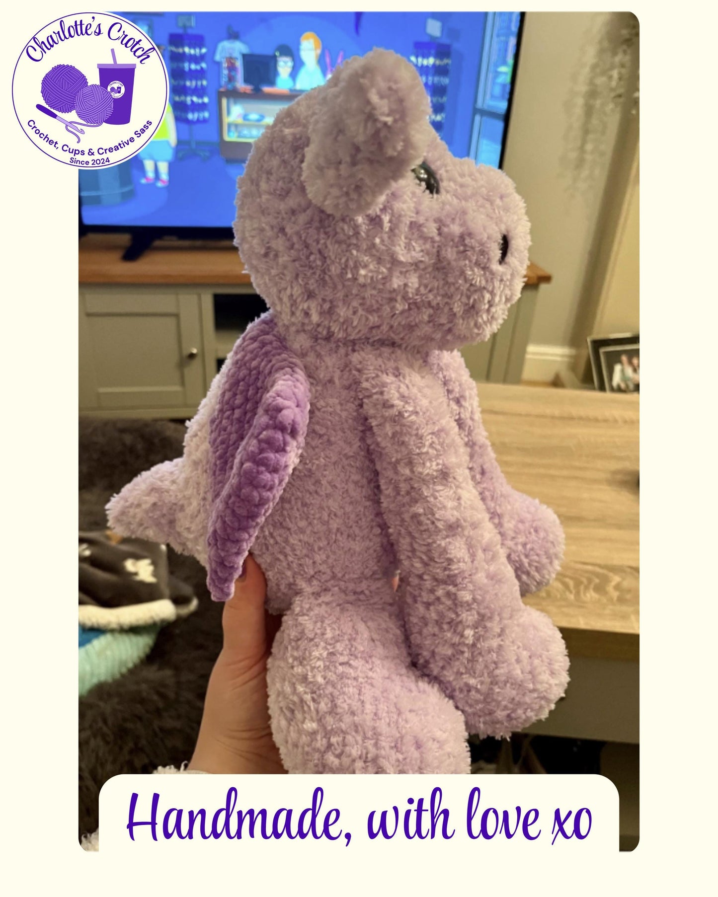 Handmade Crochet Jellycat Inspired Fluffy Dragon