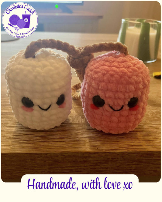 Handmade Crochet Marshmallow Rearview Mirror Hangers