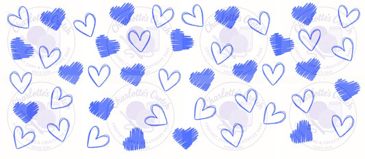 Love Hearts, Blue - 16oz Libbey Glass Wrap PNG, Digital File for UVDTF or Sublimation