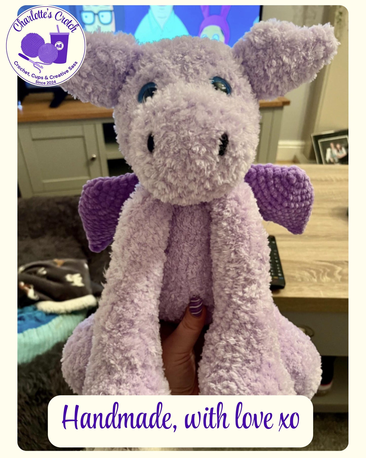 Handmade Crochet Jellycat Inspired Fluffy Dragon
