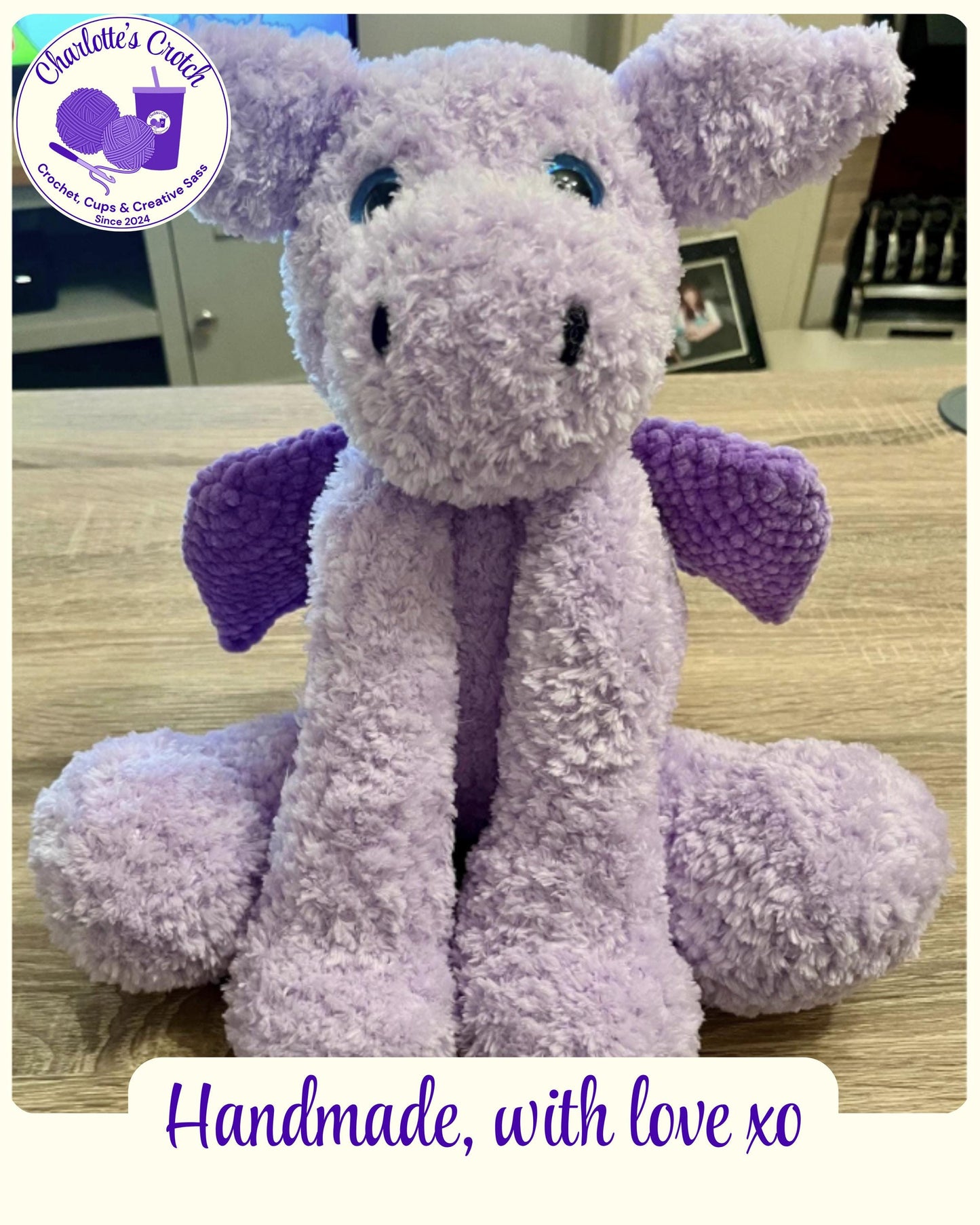 Handmade Crochet Jellycat Inspired Fluffy Dragon