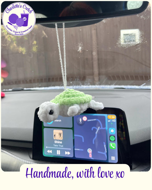 Handmade Crochet Turtle Rearview Mirror Hangers