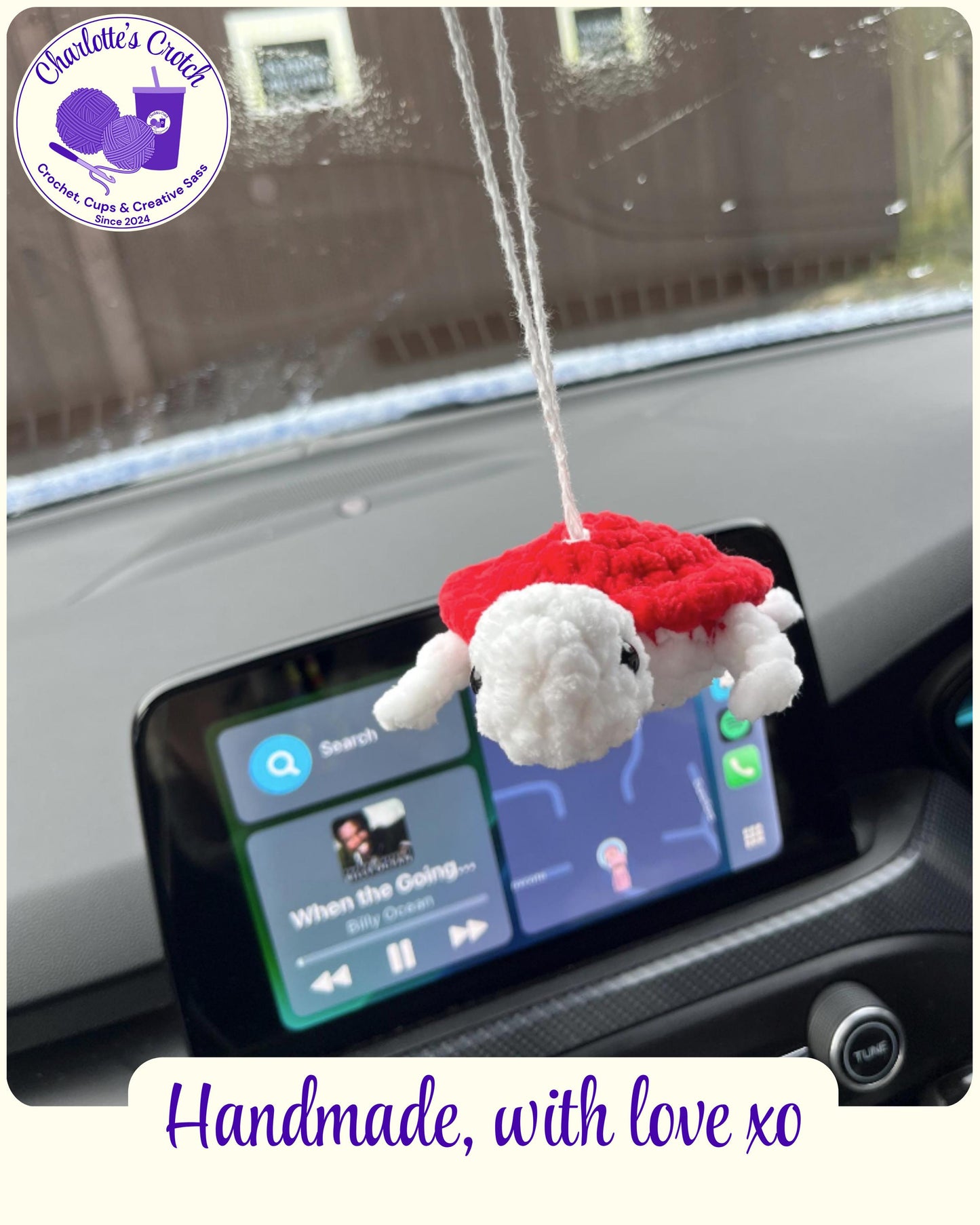 Handmade Crochet Turtle Rearview Mirror Hangers
