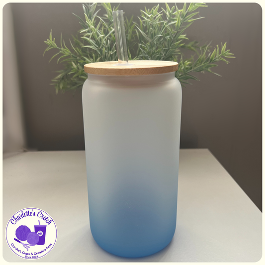 Custom 16oz Glass Libbey Cup - Ombre Frosted | Choose Your Own Wrap