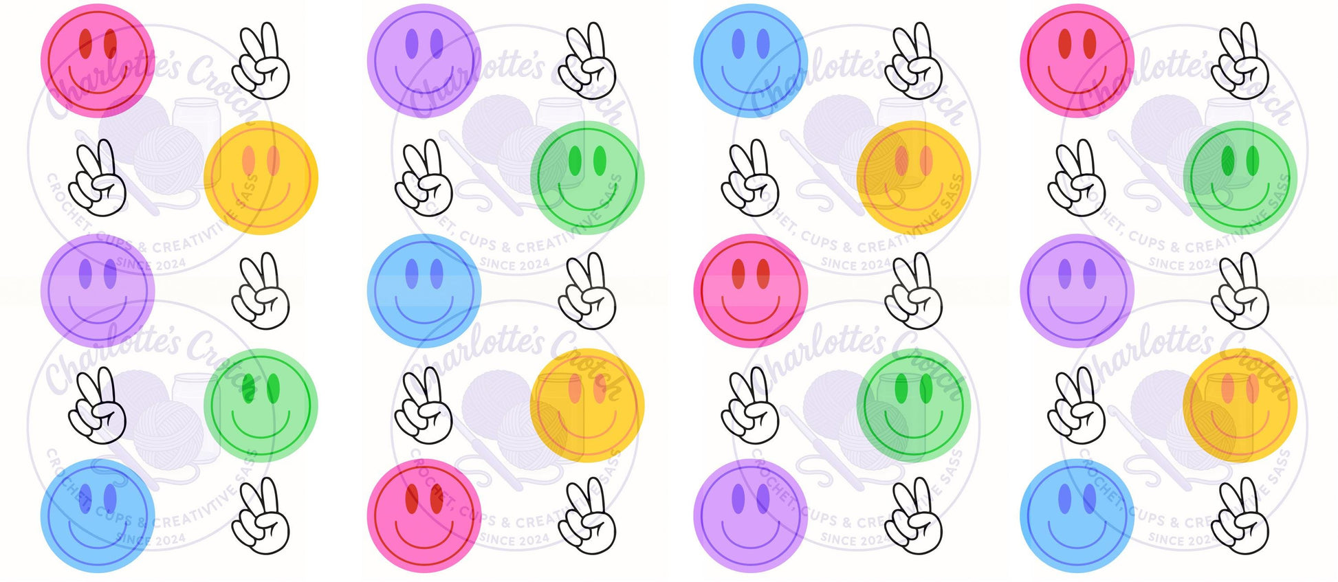 Smiley Faces - 16oz Libbey Glass Wrap PNG, Digital File for UVDTF or Sublimation