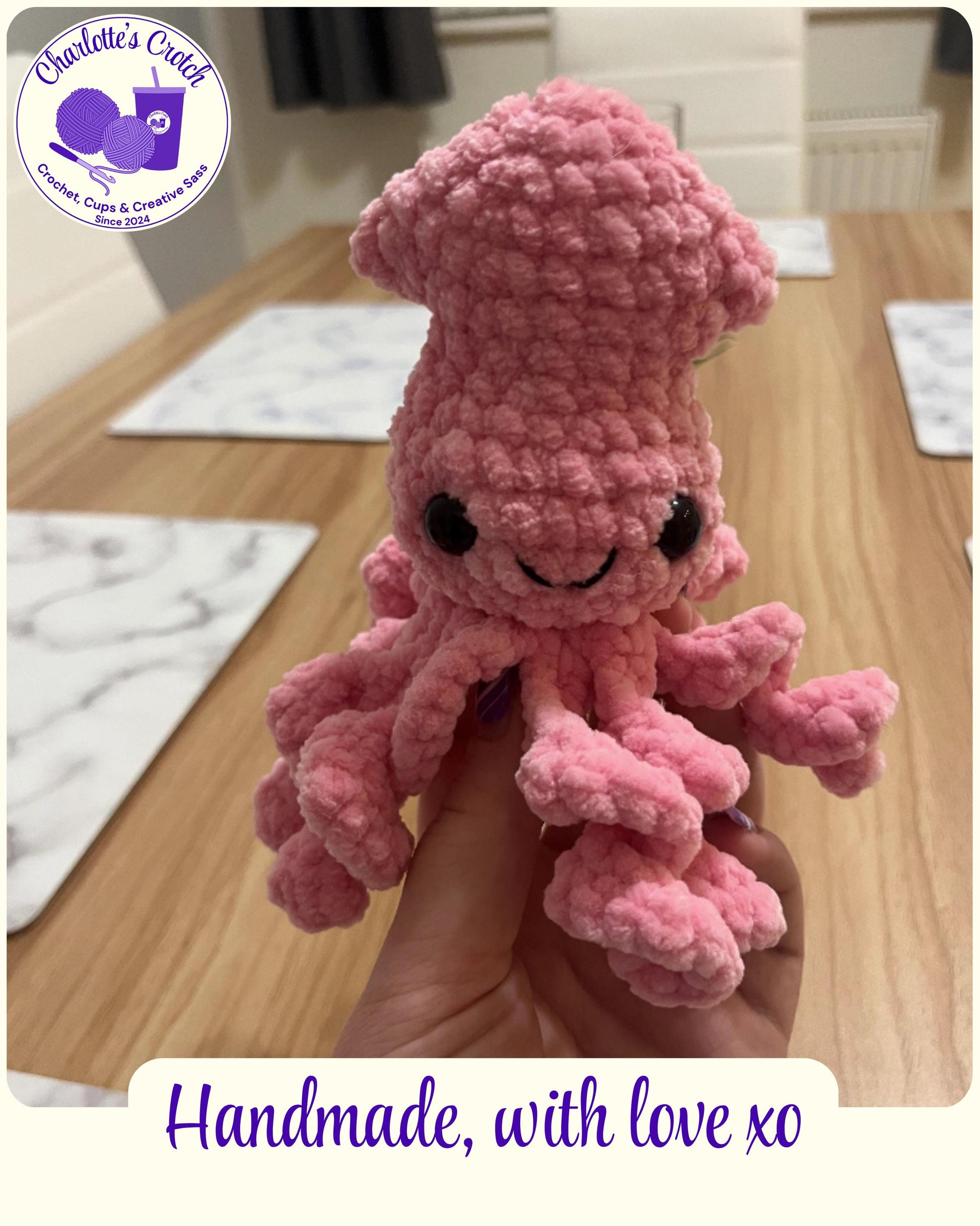Handmade Crochet Plush Baby Squid