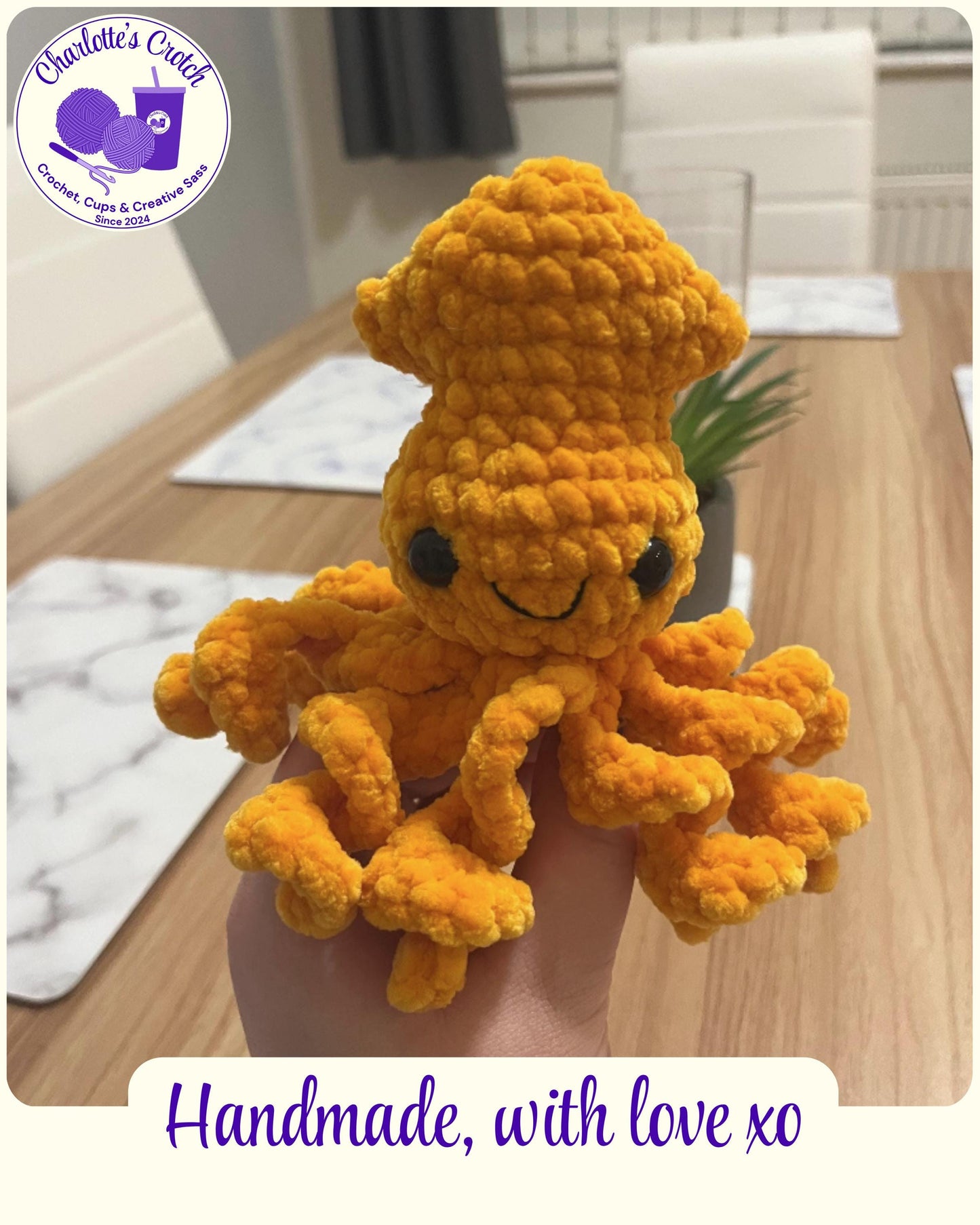 Handmade Crochet Plush Baby Squid
