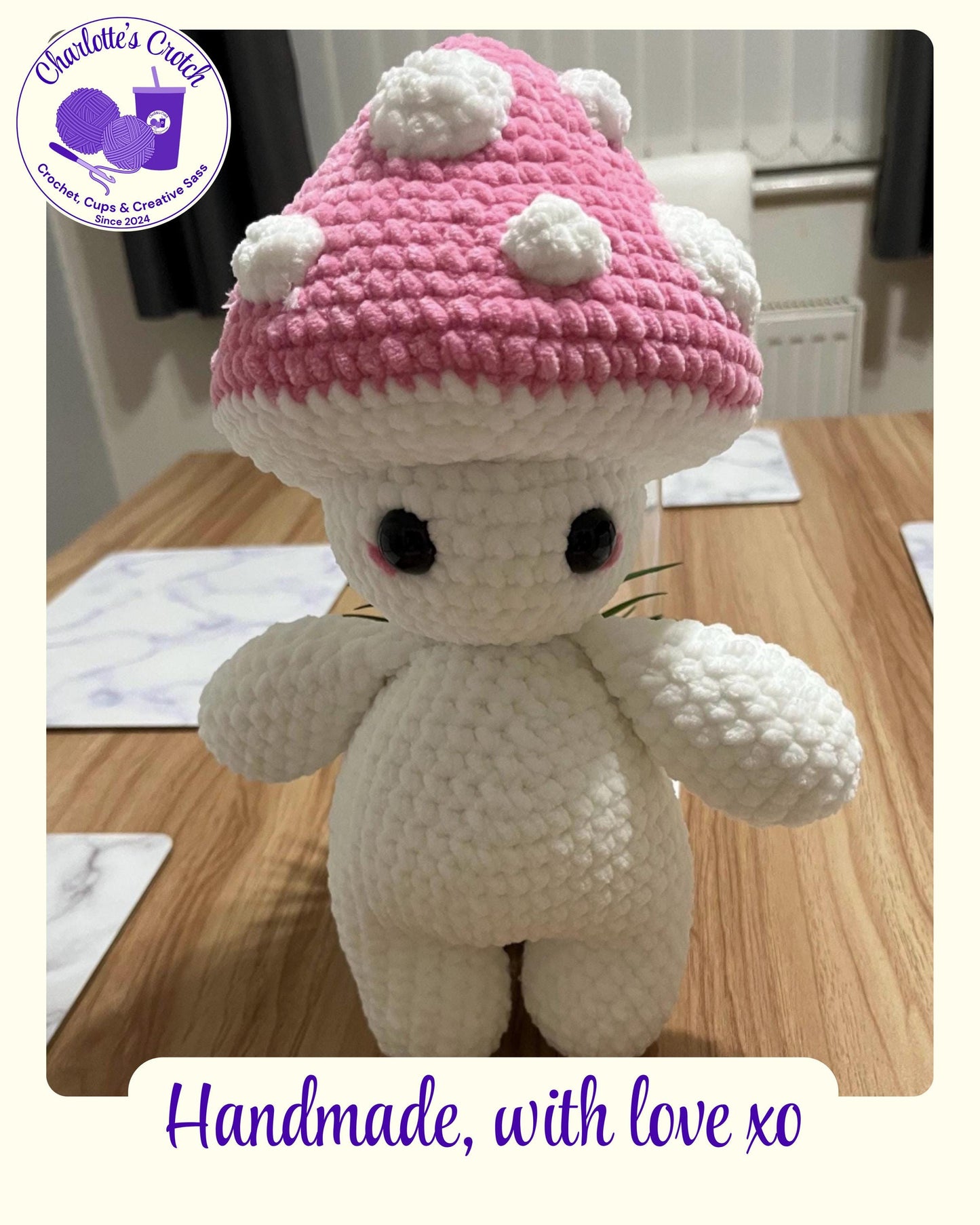 Handmade Crochet Plush Jumbo Cheeky Mushroom Guy