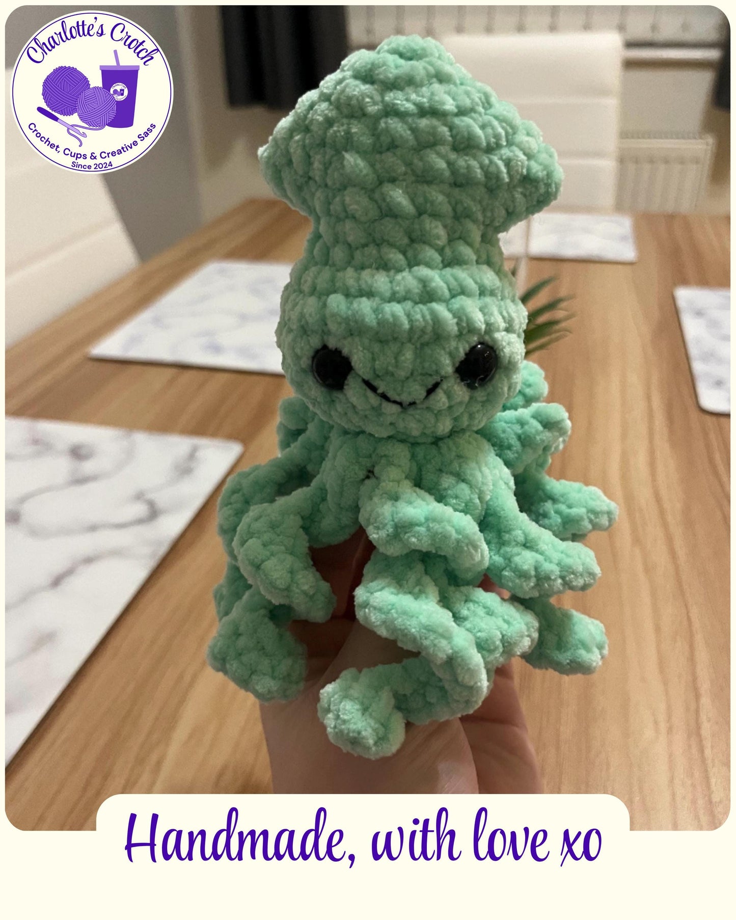 Handmade Crochet Plush Baby Squid