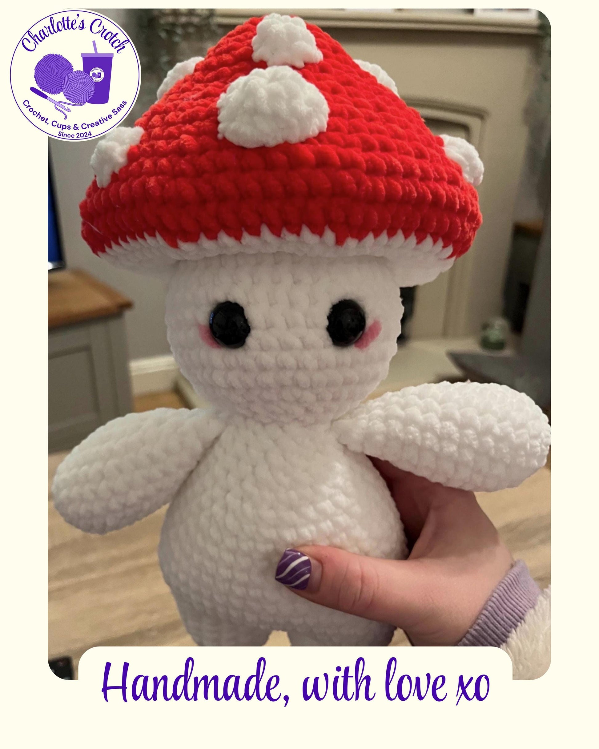 Handmade Crochet Plush Jumbo Cheeky Mushroom Guy