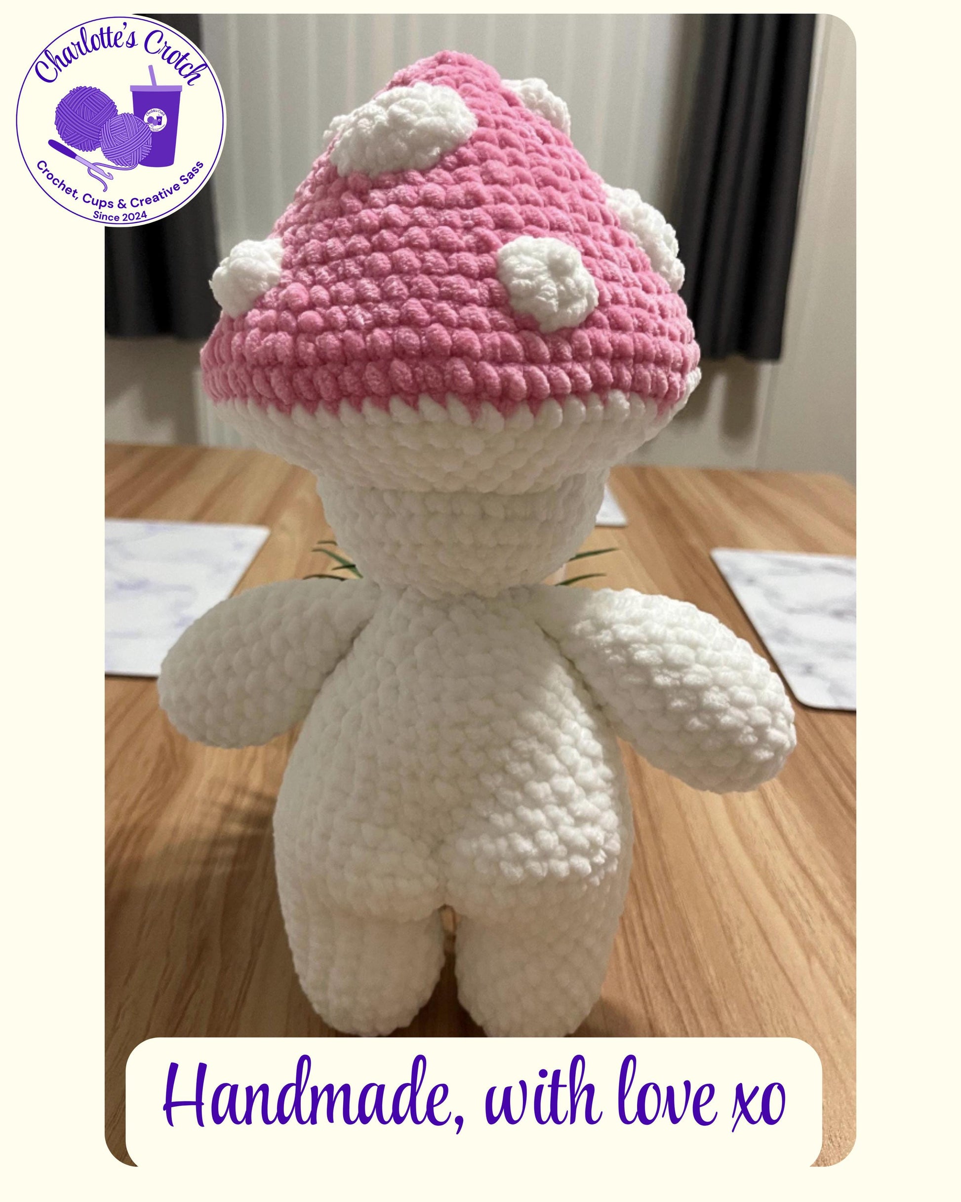 Handmade Crochet Plush Jumbo Cheeky Mushroom Guy
