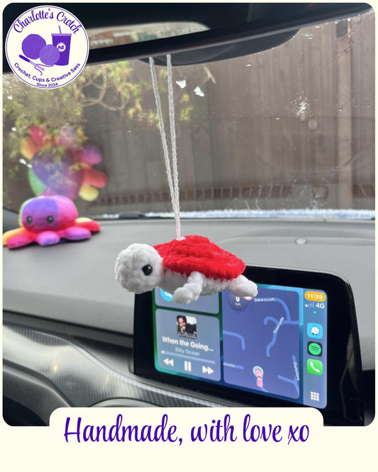 Handmade Crochet Turtle Rearview Mirror Hangers