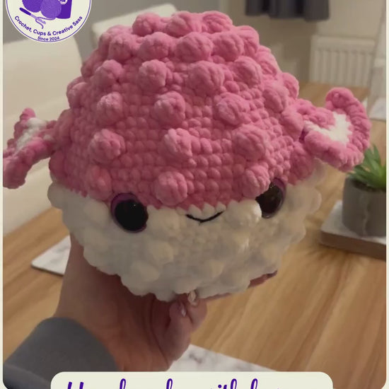 Handmade Pink & White Crochet Puffer Fish